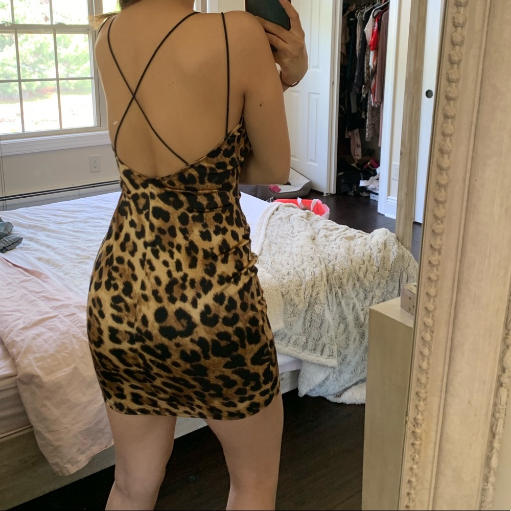 Satin leopard dress